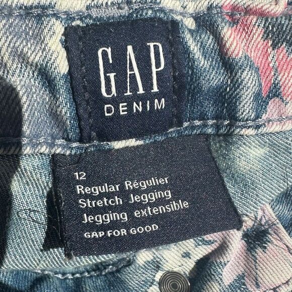 GAP Girls Floral Lightwash  Jeans Size 12 - Picture 5 of 6